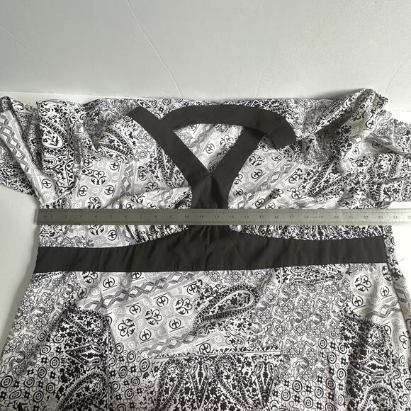 Blue Diamond Plus Babydoll Tunic Top Womens‎ 18W B/W Paisley Boho Office Work - Picture 6 of 8